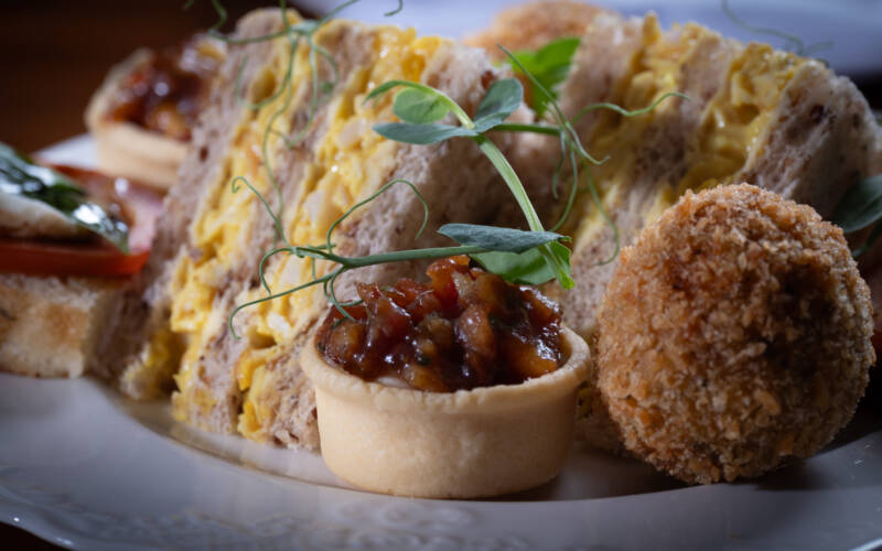 Hight tea coronation chicken sandwich